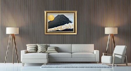 富士山溶岩パワーアート「開運黒富士と昇雲」