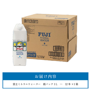 富士ミネラルウォーター 紙パック １L×12本 防災 備蓄 ストック 防災グッズ 保存 非常用