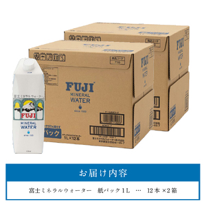 富士ミネラルウォーター 紙パック １L×24本 防災 備蓄 保存  ストック 防災グッズ 非常用