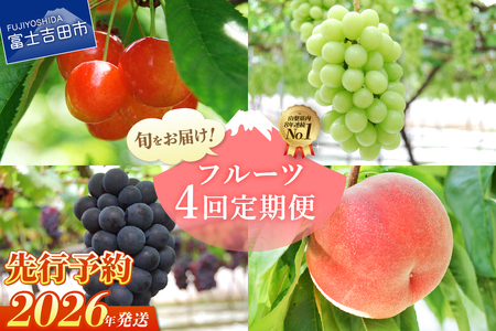 【数量限定】4回お届けフルーツ定期便  シャインマスカット もも さくらんぼ 黒ぶどう