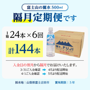 【年6回・隔月お届け】富士山の麗水 500ｍl 24本 飲料 定期便 天然水 ミネラルウォーター