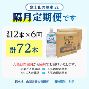 【年6回・隔月お届け】富士北麓のバナジウム天然水 2L 12本 定期便 天然水 ミネラルウォーター