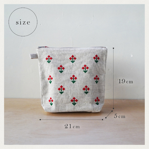 【手作業限定生産】 アルディン製ポーチ　アマリリス　織物 コットンリネン ポーチ 手作業 日用品
