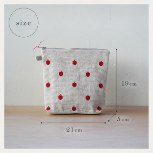 【手作業限定生産】 アルディン製ポーチ　りんご　織物 コットンリネン ポーチ 手作業 日用品