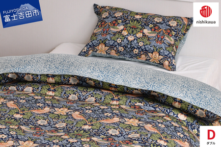 掛けふとんカバー モリスギャラリー いちご泥棒 カバー ダブル ネイビー 掛けふとんカバー