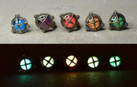 Steampunk スチームパンク 船舶ライト ピアス 【ブルー】 ジュエリー アクセサリー 