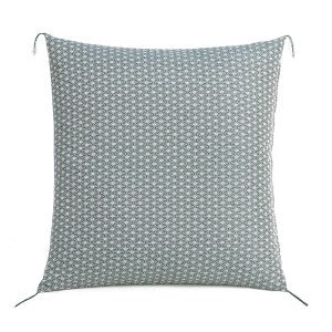 【撥水加工】麻の葉紋様 高級座布団カバー 緑色 八端判