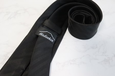 【Hadashin】フォーマルネクタイ ブラック＆シルバー（2本セット） ストライプ シルク100% フォーマル 