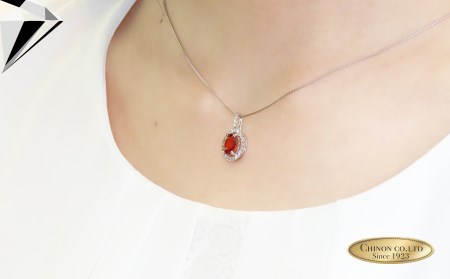 スペサルティンガーネットペンダント ダイヤモンド プラチナ MJ1058 ネックレス ジュエリー 宝石 ペンダント 