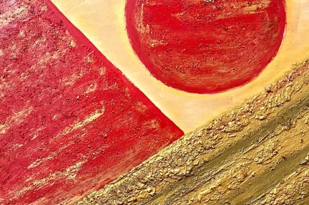 富士山溶岩パワーアート「黄金砂漠の赤富士」
