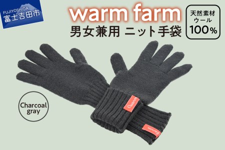手袋 光吸収発熱ウール 「 ウォームファーム　ニット手袋 」 チャコールグレー 暖かい ウール 発熱素材 レディース メンズ 秋 冬