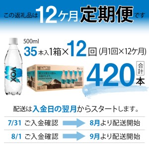 【12か月定期便】炭酸水 大容量 500ml 35本 強炭酸水 VOX 強炭酸 ストレート バナジウム 【富士吉田市限定カートン】 炭酸 炭酸飲料 無糖炭酸水 備蓄 防災 ストック 防災グッズ 保存 山梨 富士吉田