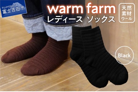 光吸収発熱ウール「ウォームファーム　ソックス」ブラック アウトドア 日用品 ファッション 雑貨 バナウォーム 天然繊維
