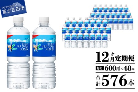 水 定期便 【12か月お届け】「アサヒおいしい水」富士山のバナジウム天然水 2箱(48本入）PET600ml 12回 水定期便 ミネラルウォーター 毎月 天然水 飲料水