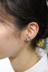 Jupiter Petit】小さな糸玉 イヤリング ブルーグリーン系 | 山梨