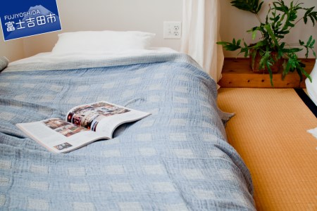 ジャガード織ダブルガーゼブランケット（ブルー）テンジンファクトリー製 寝具 リネン ブランケット ガーゼ カバー 10,920円