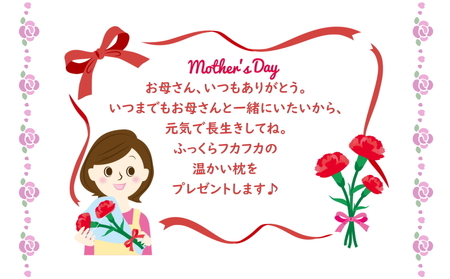 洗える ダウンピロー 母の日ラッピング+カーネーション(造花)+メッセージカード付き