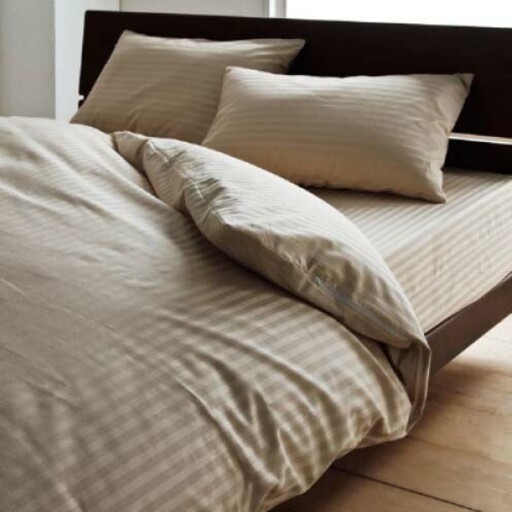 SatinStripeサテンストライプ 昼夜サテン BOXシーツ【WD(ワイドダブル)サイズ】【ベージュ】【日本製】　寝具　シーツ　ワイドダブルシーツ　BOXシーツ　綿１００パーセント　