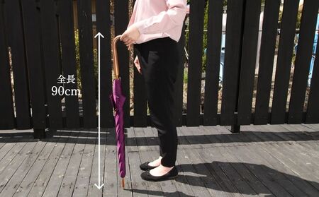 【数量限定】ほぐし織りの洋傘 　59cm　８本骨(パープル×裏生地　大名行列柄) かさ　カサ　傘　雨具　おしゃれ　