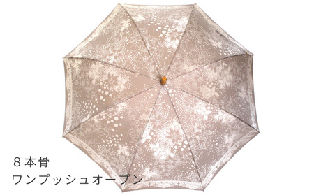 【槙田商店】晴雨兼用長傘 Kirie ドットフラワー モカブラウン