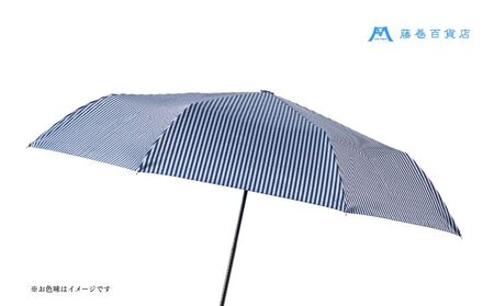 【藤巻百貨店】Ramuda 晴雨兼用 耐風折りたたみ傘 甲州織ロンドンストライプ/ネイビー