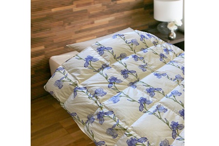 羽毛合掛け布団 アンフルール ブルー シングル (150cm×210cm)