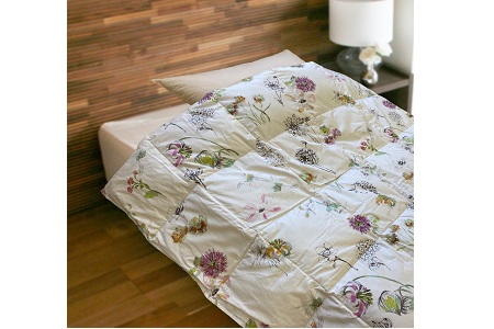 羽毛合掛け布団　フラワーズ　ピンク　シングル　（150ｃｍ×210ｃｍ）