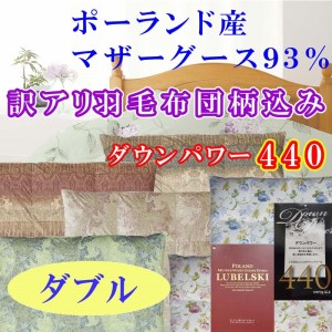 訳あり 羽毛布団 ダブル ポーランド産マザーグース93％ ダウンパワー440 掛け布団 CK357