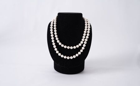 コットンパール「ホワイト」ロングネックレス(金具ゴールド)