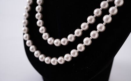 コットンパール「ホワイト」ロングネックレス(金具ゴールド)