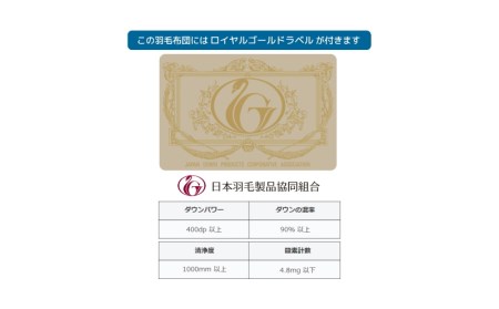 シングル【ロイヤルゴールドラベル】ハンガリーホワイトグース93%羽毛【新津】| 肌掛け