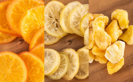 やまなし半生ドライフルーツ食べ比べ3種セット(レモン/ オレンジ /パイン) 305g【1515247】