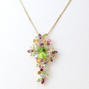 K18ペリドット マルチカラーペンダント【配送不可地域：沖縄県】【1383607】