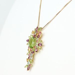 K18ペリドット マルチカラーペンダント【配送不可地域：沖縄県】【1383607】