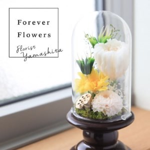 プリザーブドフラワー 仏花 ガラスドーム「寂静きいろ」【1271167】