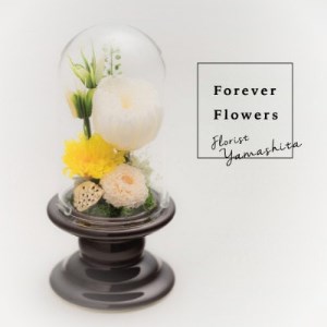 プリザーブドフラワー 仏花 ガラスドーム「寂静きいろ」【1271167】