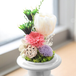 プリザーブドフラワー仏花※モダンなガラスドーム Amazon｜仏花 プリザーブドフラワー ガラスドーム 仏壇用 仏 花