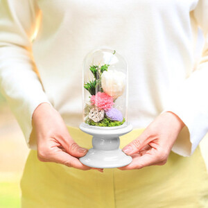 涼しげなガラス花器の洋風仏花　プリザーブドフラワー　ピンク×パープル花器付き一対 涼しげなガラス花器の洋風仏花プリザーブドフラワーピンク