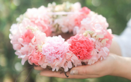 プリザーブドフラワーのカーネーションリース ピンク【1292206】