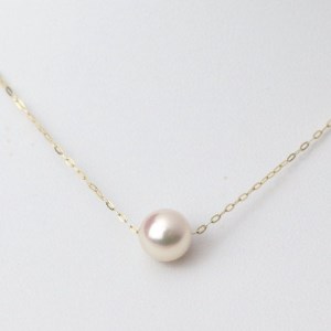 K18あこや真珠スルーネックレス7.5-8.0mmほんのりピンク色【配送不可地域：沖縄県】【1317258】