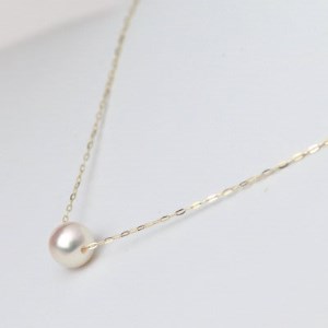 K18あこや真珠スルーネックレス7.5-8.0mmほんのりピンク色【配送不可地域：沖縄県】【1317258】