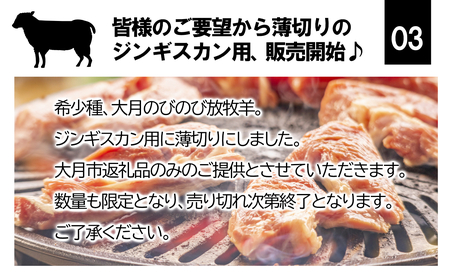 大月のびのび放牧羊【ラムジンギスカン】薄切り400g(200g×2パック)【1087-021】