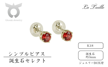 シンプルピアス　Ｋ18（誕生石）