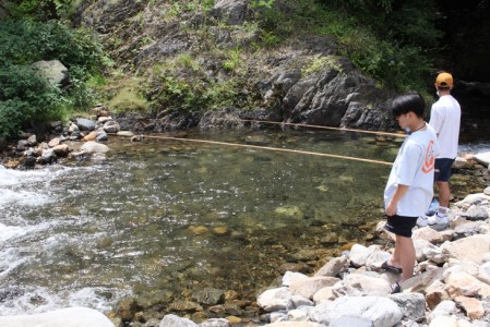 ルアー・フライフィッシング1日チケット（4名様）【023-006】｜魚 さかな つり ニジマス ヤマメ イワナ 渓流 川