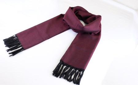 郡内織物 絹紡ストール(シルク100%) えんじ色