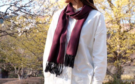 郡内織物 絹紡ストール(シルク100%) えんじ色