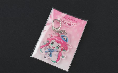 【大月市限定ボイス】ご当地Vtuber宝灯桃汁 アクリルキーホルダー(ピンク)