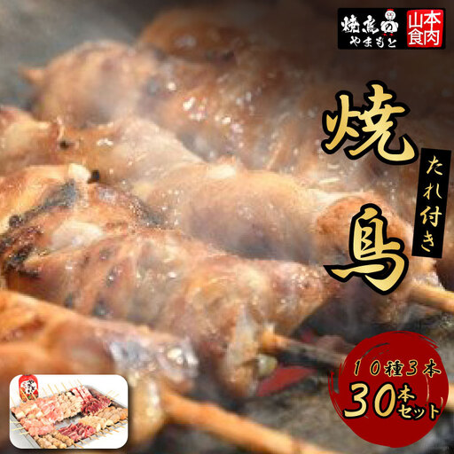 焼き鳥 10種3本  やきとり 焼鳥 冷凍 小分け国産  [山本食肉 山梨県 韮崎市 20743347]