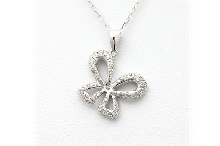 ネックレス プラチナ PT900 ダイヤモンド 0.2ct 蝶 ちょうちょ リボンモチーフ ペンダント【f087-pt】 [株式会社オーダーメイドジュエリーメイ 山梨県 韮崎市 20742945] アクセサリー ジュエリー アクセ