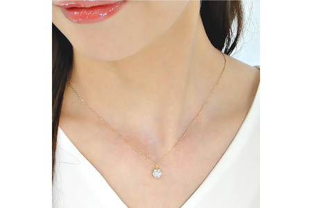 ネックレス K18YG イエローゴールド ダイヤモンド 0.3ct フラワー モチーフ 小ぶり ペンダント 【f024-k18yg】[株式会社オーダーメイドジュエリーメイ 山梨県 韮崎市 20742952]
